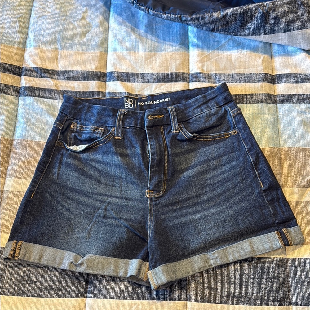No Boundaries Women's Denim Shorts - Blue